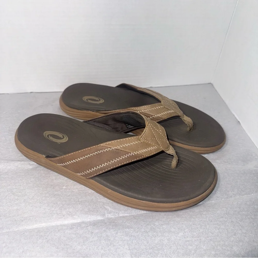 Men’s Brown Flip Flop Sandals Size 9 Casual Comfort Beach